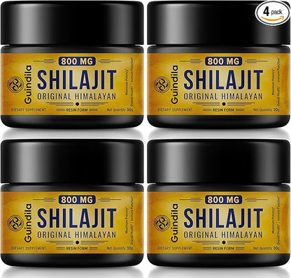 800mg Shilajit Supplement - Shilajit Pure Himalayan Organic Shilajit Resin with Maximum Potency, Original from Himalayan with 85+ Trace Minerals & Fulvic Acid for Focus & Energy, Immunity, 4 Packs