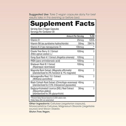Winged Wellness Hot Momma | Menopause Capsules for Women | Hormone Balance, Hot Flashes, Night Sweats, Sleep, Mood & Bone Health | Chaste Tree, Dong Quai, Black Cohosh, Vitamins D & K-2 | 60ct