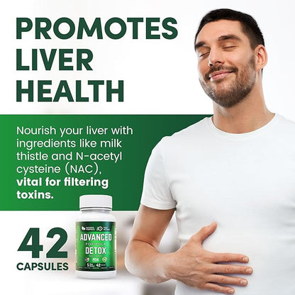 Advanced Detox Cleanse Capsules Pack of 2 |– Natural Detox & Liver Support with Milk Thistle, Licorice Powder, and NAC – 42 Capsules for Men & Women