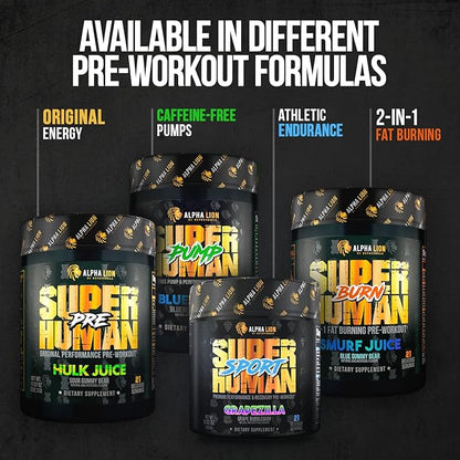 ALPHA LION Core Pre Workout w/Creatine for Performance, Beta Alanine for Muscle, Powder, L-Citrulline for Pump & Tri-Source Caffeine for Sustained Energy (30 Servings, Blue Raspberry Flavor