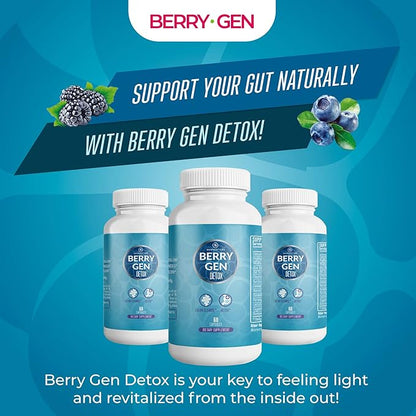 Berry Gen: Detox Herbal Supplement with Probiotics, Aloe Vera, Psyllium Husk, and Parsley - 60 Capsules - Natural Formula - Supports Digestive System - Made in The USA