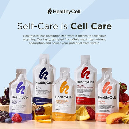 Healthycell Focus & Recall - Brain Supplement for Focus and Memory - Liquid Nootropics Supplement for Concentration & Alertness - L-theanine, Omega-3 - Maximum Absorption - 30 Gel Packs