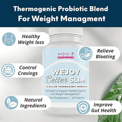 Better Slim - Thermogenic Probiotics for Women, Bloating Relief, Appetite Suppressant for Weight Loss, Detox Cleanse Probiotics for Digestive Health, Lactobacillus Acidophilus Probiotic