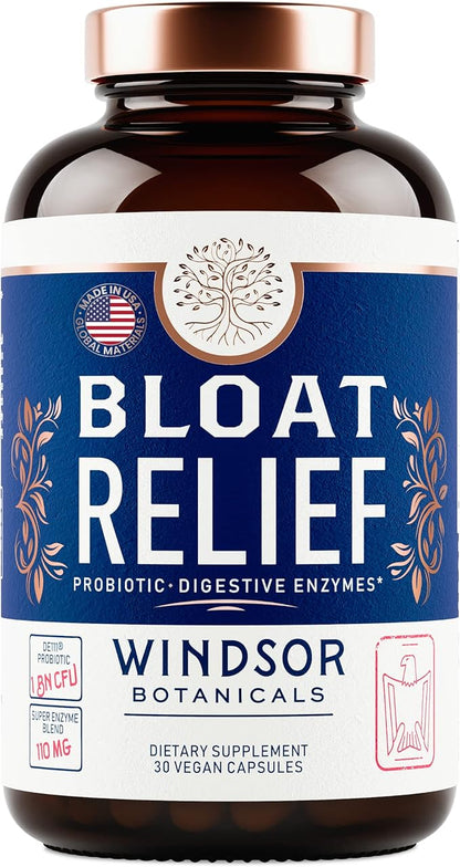 Bloat Relief Probiotic and Digestive Enzymes - Anti Bloating Turmeric, Fennel, Bromelain IBS Supplement - Detox Debloat Capsules Gas - Bloating Relief for Women and Men - 30 Gut Health Bloating Pills