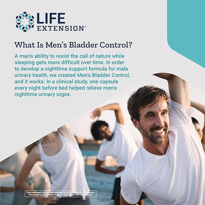 Life Extension Mens Bladder Control - Prostate & Bladder Health Supplement - For Support Urination & Sleep Patterns with Melatonin, Beta Sitosterol - Non-GMO, Gluten-Free, Vegetarian - 30 Capsules