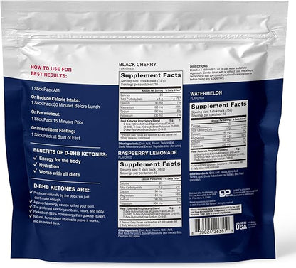 BHB Exogenous Ketones Drink Mix Packets - Real Ketones Keto Electrolytes Powder Packets No Sugar with 4 Main Fasting Electrolytes plus Hydrating Patented Keto BHB - 30 Count Variety Pack