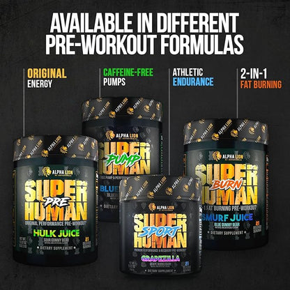 ALPHA LION Superhuman Extreme Pre Workout Powder, Beta Alanine, L-Taurine & Tri-Source Caffeine for Sustained Energy, Nitric Oxide & Citrulline for Pump (21 Servings, Grape Flavor)