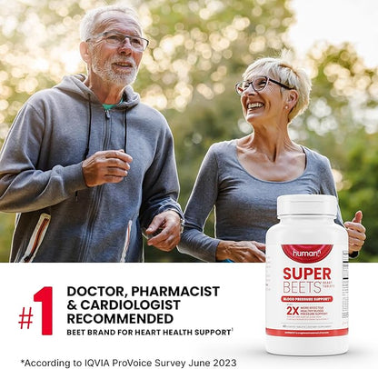 humanN SuperBeets Heart Tablets Smooth Coat 500mg – Non-GMO Powder – Clinically Studied Antioxidants, 60 Count