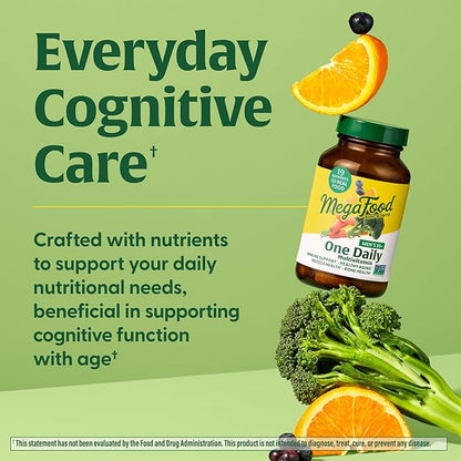 MegaFood Men's 55+ One Daily - Multivitamin for Men with Vitamin B12, Vitamin C, Vitamin D & Zinc - Optimal Aging & Immune Support Supplement - Vegetarian - Made Without 9 Food Allergens - 60 Tabs