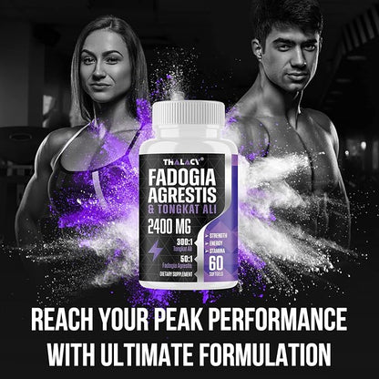 2400mg Fadogia Agrestis Tongkat Ali Supplement - Fadogia Agrestis 1400mg & Tongkat Ali 1000mg Ultra Blend, Maximum Strength, Muscle Mass & Athletic Performance, 360 Softgels