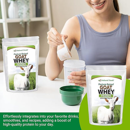 Z Natural Foods Goat Whey Protein Powder Concentrate - Undenatured, Unflavored, Pasture Raised Whey - Clean Goat Protein Powder with Vital Proteins for Weight Management, Immune Support, Fitness, 1 lb