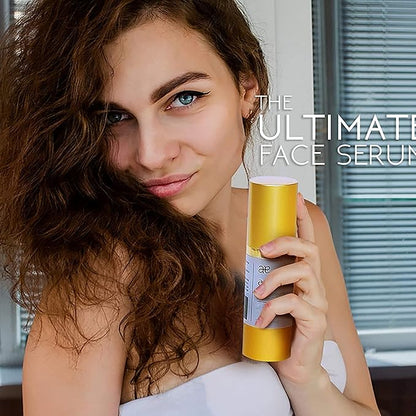 Anti-Aging Complex Serum for Face, Multi Vitamin System for Glowing and Brighter Skin, with Vitamin C, Collagen, Rosehip Seed Oil, COQ-10 1 oz (30ml)