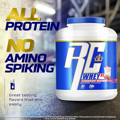 Ronnie Coleman Signature Series Whey XS Protein Powder, Pre Workout Shake Mix for Lean Muscle Support, Low Sugar Supplement for Women & Men, Strawberry Milkshake Flavor, 5 lb