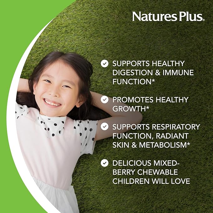 Natures Plus Animal Parade Probiotic, Mixed Berry - 30 Chewables - Children’s Digestion Supplement - Supports Gut Health & Immune Function - Vegan, Gluten Free - 30 Servings