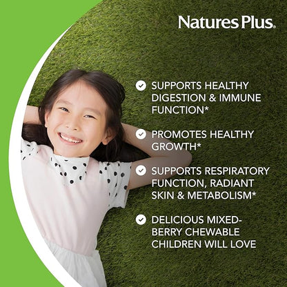 Natures Plus Animal Parade Probiotic, Mixed Berry - 30 Chewables - Children’s Digestion Supplement - Supports Gut Health & Immune Function - Vegan, Gluten Free - 30 Servings