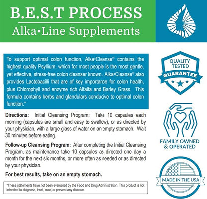 Alka•Cleanse (3 Pack) Best Process Alkaline — Herbal Detox Colon Cleanse & Digestive Distress Formula — Psyllium Husk, Probiotics, Enzymes & Herbs