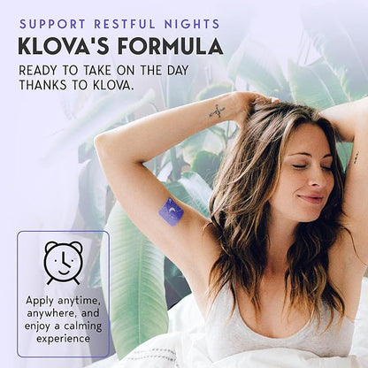 Klova Sleep Support Patches with Ashwagandha, L-Theanine, Hops, Melatonin, Valerian, GABA and Other Natural Ingredients: for Falling Asleep Faster, Staying Asleep Longer & Eliminating Groggy Mornings