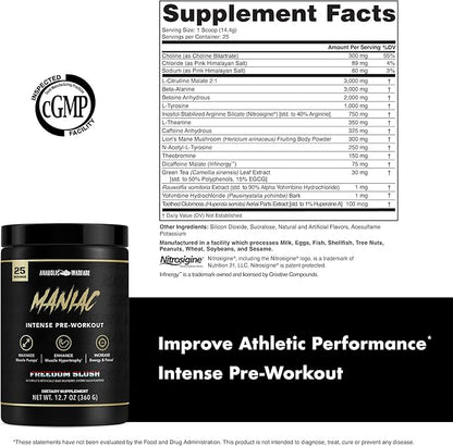 Anabolic Warfare Black Series Maniac, Pre-Workout Powder, Supports Nitric Oxide, Increase Muscle Pumps, Support Protein Synthesis*, Freedom Slush 20 Servings