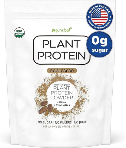 Plant Based Protein Powder with Probiotics | Organic, Clean, All Natural, Vegan, Vegetarian, Whole Superfood Nutritional Supplement with No Additives | Keto (Chocolate)