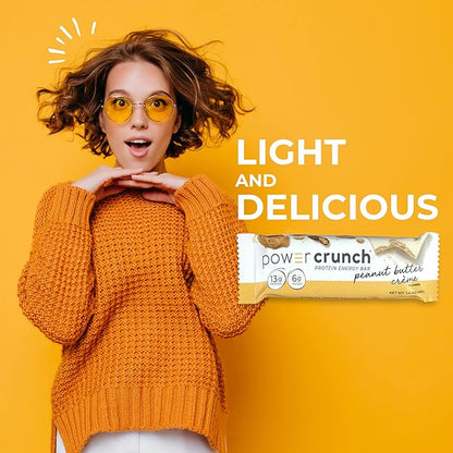Power Crunch Protein Wafer Bars, High Protein Snacks with Delicious Taste, Peanut Butter Crème, 1.4 Ounce (12 Count) (Pack of 2)