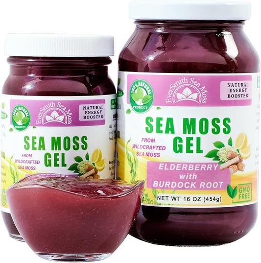 Wildcrafted Irish Sea Moss Gel | Made in USA | Rich in Vitamins & Minerals | Sea Moss Gel Raw | Nutritional Supplement | Elderberry (16 oz)