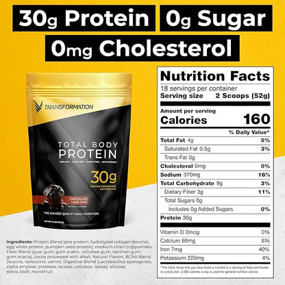 Transformation Protein Super Blend | Egg White, Collagen Peptides, and Plant Protein | 15 Billion CFU Probiotics | Digestive Enzymes | Low Carb Shake | Chocolate