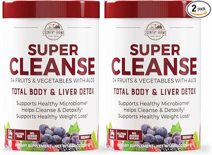 COUNTRY FARMS Super Cleanse, Super Juice Cleanse, Supports Healthy Digestive System, 34 Fruits and Vegetables, Promotes Natural Detoxification, Promote Healthy Weight Management, 28 Servings