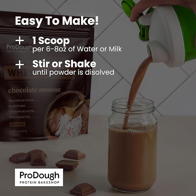 ProDough Gourmet Whey Isolate Hydrolized Protein Powder for Shake Mix- Easy Digest Enzyme Blend, 25g Protein per Serving, Natural Ingredients, Gluten Free, Keto Friendly (Peach Cobbler)