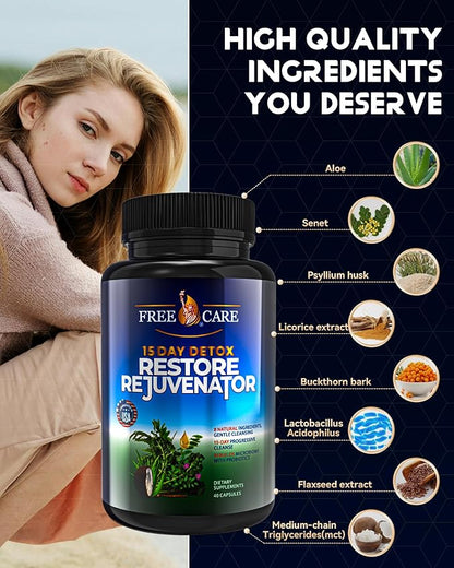 Colon Cleanse 15+5Day Upgrade,Advanced Gut Cleanse Detox for Women & Men Fast Natural Laxative for Constipation Relief with Cascara Sagrada, Psyllium Husk, Senna Leaf & Probiotics, Non-GMO