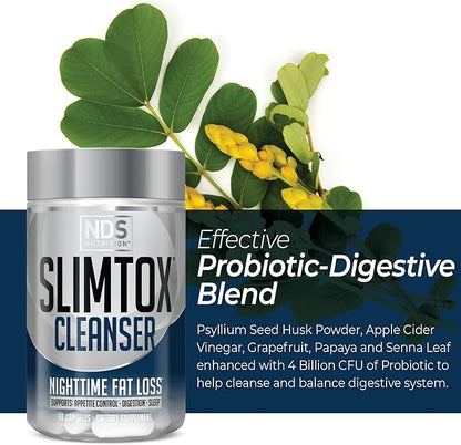 NDS Nutrition Slim-Tox - Maximum Fat Loss Support Through Appetite Control, Restful Sleep, Digestive Health - CLA, Chamomile, Safflower Oil - Stimulant Free Dietary Supplement - 90 Capsules …