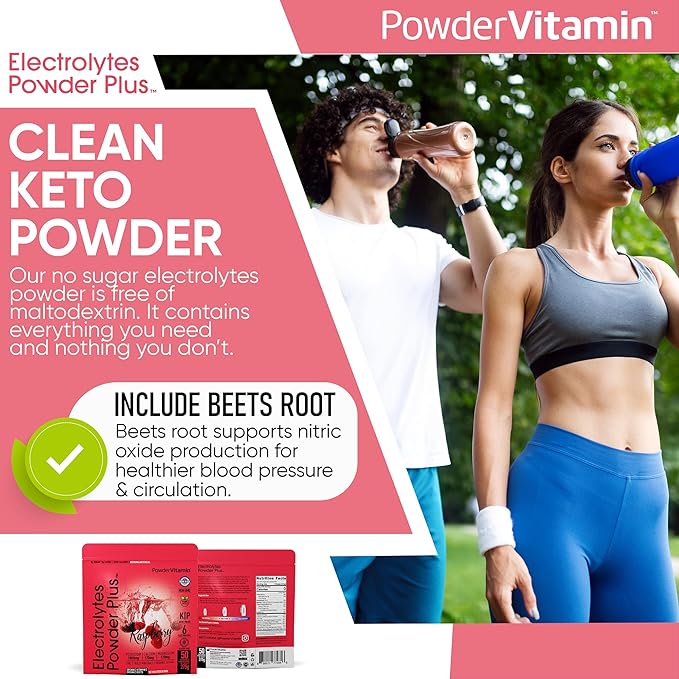 Electrolytes Powder Plus (50 Servings) Raspberry Electrolyte Powder Zero Calorie Keto, 0 Sugar, No Maltodextrin,1000mg Potassium,120mg Calcium,120mg Magnesium, Hydration Powder