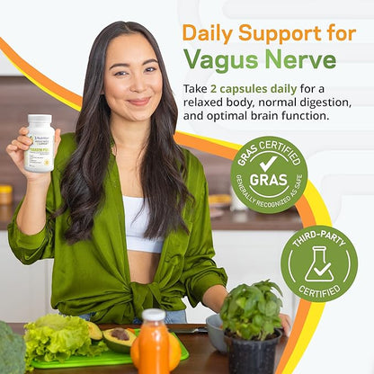 Parasym Plus Vagus Nerve Support, Patented Digestive Nutritional Supplements, Energy Booster for Men and Women, Memory Supplement for Brain, Gentle Immune System Support, 60 Capsules - TJ Nutrition