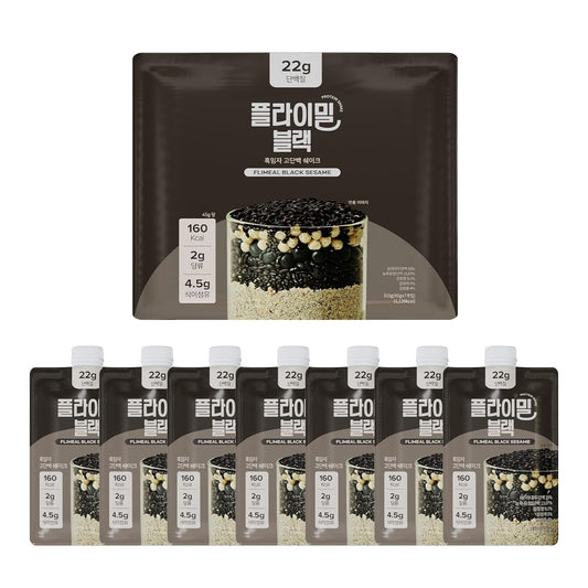 Black Sesame Protein Shake, 22g Protein, Low Sugar, Keto-Friendly Meal Replacement Shake, 1.59oz, 7packs, With Crunchy Protein Crisps