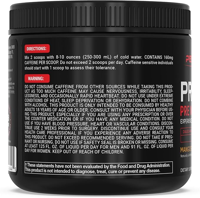 PEScience Prolific Pre Workout Powder, Mango Splash, 40 Scoops, Energy Supplement with Nitric Oxide