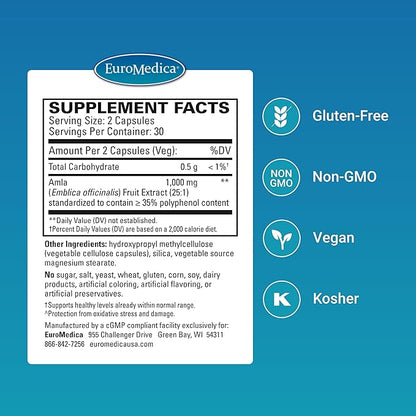 Euromedica Healthy Cholesterol and Triglycerides - 60 Capsules, Pack of 2 - Non-GMO, Vegan, Kosher - 60 Total Servings