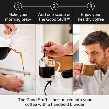 For Wellness The Good Stuff Performance Coffee Supplement- Non-Dairy Coffee Creamer Powder w/Collagen, MCT, L-Theanine & Cinnamon - Healthy Coffee Add-in for Energy & Focus