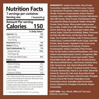 Dolce Latte Protein Shake, 20g Protein, Low Sugar, Keto-Friendly Meal Replacement Shake, 1.59oz, 7packs, With Crunchy Protein Crisps