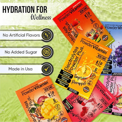 Electrolytes Powder Plus, Keto, Variety Pack B, Sugar Free, Pink Himalayan Salt, 1000mg Potassium, 120mg Calcium, 120mg Magnesium, Non-GMO, Zero Calories, (16 Hydration Packets)