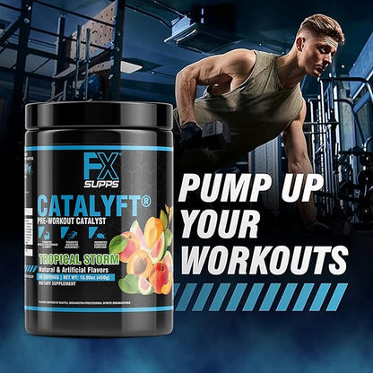 Catalyft Pre-Workout Powder Drink for Men & Women, Tropical Storm | Mix with Creatine, Caffeine & Beta-Alanine | Best for Energy Pump, Muscle Gain and Focus, 20 Servings (1-Pack)