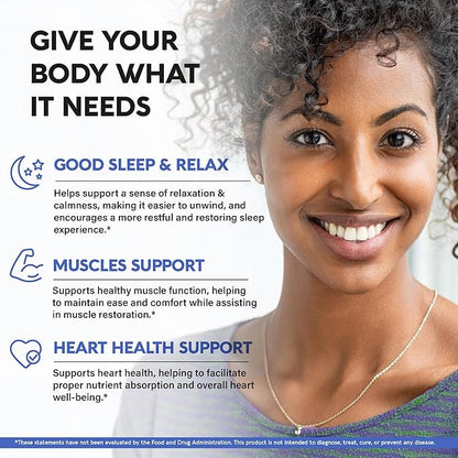 Magnesium Glycinate 500 mg - Chelated Supplement - with Vitamin B6 & D3 - High Absorption 98% - Support for Sleep, Muscle & Heart Health - Made in USA, Lab Tested & Non-GMO - 120 Capsules