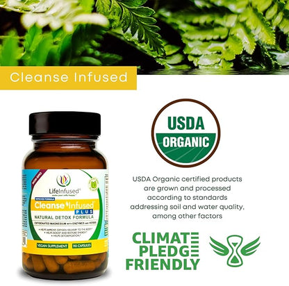 Life Infused Cleanse Infused Plus - Premium Natural Colon Cleanser with Oxygenated Magnesium, Herbs, and Enzymes, Helps Relieve Constipation Gently, Detoxifies Blood, Colon, Liver & Kidneys (90 Caps)
