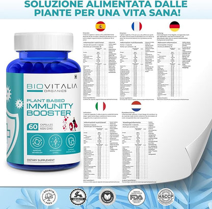 BIOVITALIA Immunity Booster for Adult Men & Women Plant Based Natural Dietary Supplement Capsule Helps Boost Immune System & Support Healthy Heart Function - 60 Capsule