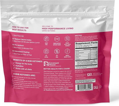 Real Ketones BHB Exogenous Ketones Drink Mix Packets Keto Electrolytes Powder Packets No Sugar with 4 Main Fasting Electrolytes Plus Hydrating Patented Keto BHB - 30 Count Raspberry Lemonade