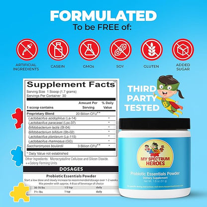 Probiotic for Kids - Helps Bowel Regularity, Digestion & Micronutrient Absorption, Maintain Gastrointestinal Balance, Children’s Gut Health and Digestive - 1.8oz (51g Powder)