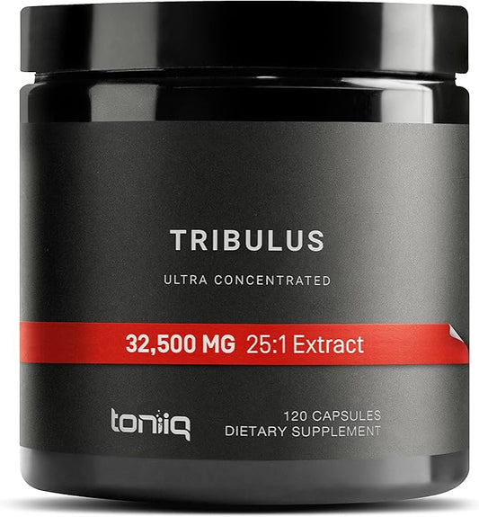 32,500mg 25:1 Concentrated Extract High Strength Tribulus Terrestris for Men - 95% Saponins - 1300mg Concentrated Extract Formula - 120 Caps