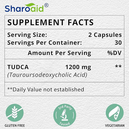 TUDCA Liver Support Supplements 1200 mg-Third Party Tested-High Strength Formula-Bile Salts for Liver Detox Cleanse-Vegan Capsules for Liver,Kidney,Gallbladder Health,1 Bottle-60 Capsules