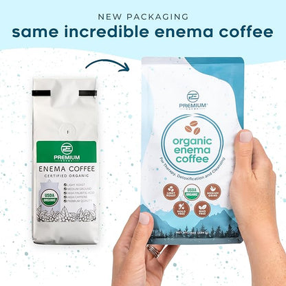 PE Premium Enema Organic Coffee for Enemas (1LB) Light Roast, Medium Ground. Ideal for Liver Cleansing, Colon Cleansing, Gerson Coffee Enemas (5 Pack)