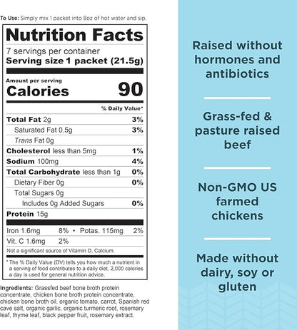 Ancient Nutrition Bone Broth Protein Powder, Chicken Soup, Grass-Fed Chicken and Beef Bone Broth Powder, 15g Protein Per Serving, Supports a Healthy Gut, 15 Servings