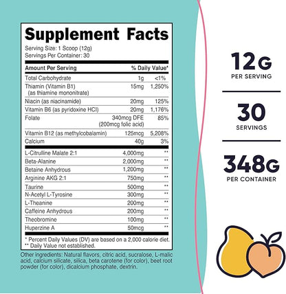 Nutricost Pre-Workout Powder for Women, Peach Mango, 30 Servings