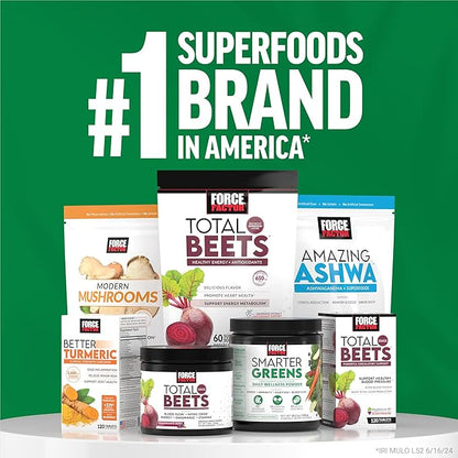 FORCE FACTOR Smarter Greens Superfoods + Digestion Powder, 3-Pack, Greens Powder with 2 Billion Probiotics, Digestive Enzymes, and Antioxidants to Detox, Cleanse, and Support Immunity, 90 Servings